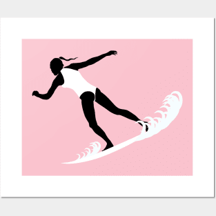 surfing girl Posters and Art